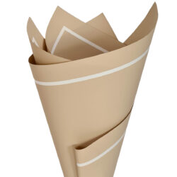 Premium Matte Poly with Stripe Border - 65mic - 50cm x 70cm x 100 sheets / Nude with White Stripe -1