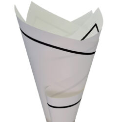 Premium Matte Poly with Stripe Border - 65mic - 50cm x 70cm x 100sheets / White with Black Stripe -1