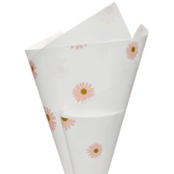 Daisy Premium Matte Poly Cello Wrap - 70mic - 50cm x 70cm x 50 sheets / White with Pink Daisy