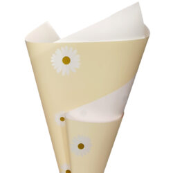 Daisy Premium Matte Poly Cello Wrap - 70mic - 50cm x 70cm x 50 sheets / Yellow with White Daisy