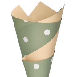 Premium Matte Poly Cello Wrap w/Spots - 70mic - 50cm x 70cm x 100 sheets / Green with White Spots