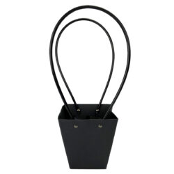 Medium V Shape Laminated Cardboard Flower Bag - 12.5cm x 8cm x 12.5cmH / Black