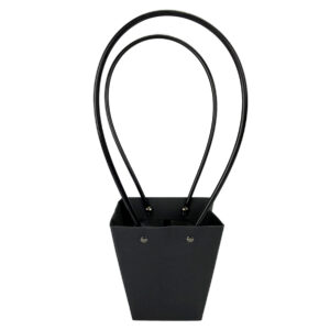 Medium V Shape Laminated Cardboard Flower Bag - 12.5cm x 8cm x 12.5cmH / Black