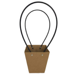 Medium V Shape Laminated Cardboard Flower Bag - 12.5cm x 8cm x 12.5cmH / Natural