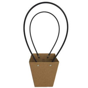 Medium V Shape Laminated Cardboard Flower Bag - 12.5cm x 8cm x 12.5cmH / Natural