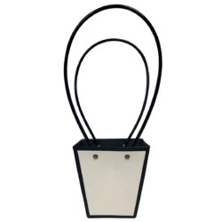 Medium V Shape Laminated Cardboard Flower Bag - 12.5cm x 8cm x 12.5cmH / White