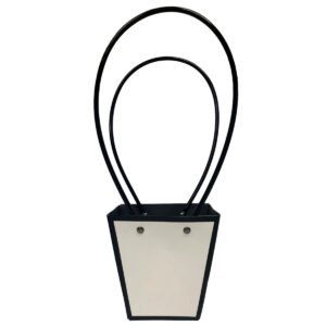 Medium V Shape Laminated Cardboard Flower Bag - 12.5cm x 8cm x 12.5cmH / White