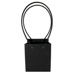 Square Laminated Paper Posy Bag - 13cm x 12.5cm x 15cmH / Black