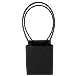 Square Laminated Paper Posy Bag - 13cm x 12.5cm x 15cmH / Black