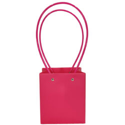 Square Laminated Paper Posy Bag - 13cm x 12.5cm x 15cmH / Fuchsia