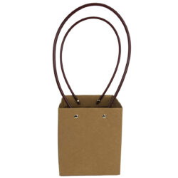 Square Laminated Paper Posy Bag - 13cm x 12.5cm x 15cmH / Natural