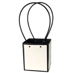 Square Laminated Paper Posy Bag - 13cm x 12.5cm x 15cmH / White