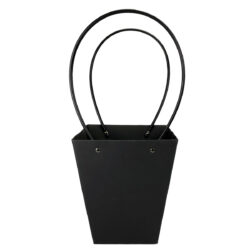 Large V Laminated Cardboard Flower Bag - 17cm x 12cm x 20cmH / Black
