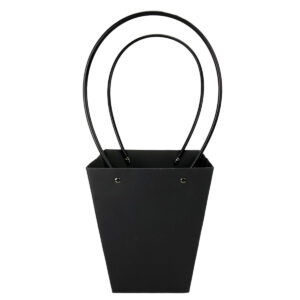 Large V Laminated Cardboard Flower Bag - 17cm x 12cm x 20cmH / Black