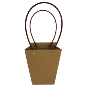 Large V Laminated Cardboard Flower Bag - 17cm x 12cm x 20cmH / Natural