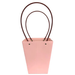 Large V Laminated Cardboard Flower Bag - 17cm x 12cm x 20cmH / Pink