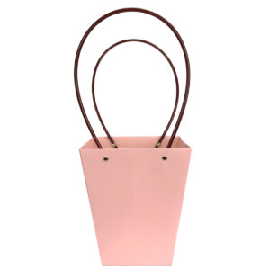 Large V Laminated Cardboard Flower Bag - 17cm x 12cm x 20cmH / Pink