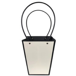 Large V Laminated Cardboard Flower Bag - 17cm x 12cm x 20cmH / White