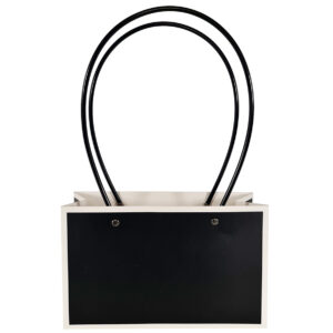 Rectangle Laminated Cardboard Flower Bag - 22cm x 10cm x13cm / Black