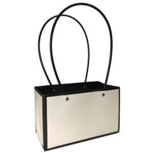 Rectangle Laminated Cardboard Flower Bag - 22cm x 10cm x13cm / White