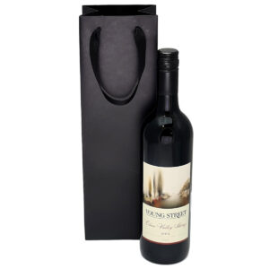 Wine Paper Bag x 12 - 210g - 11cm x 9cm x 35cmL / Black -1