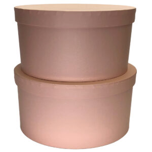 S/2 Cardboard Squat Cylinder Box - Lg: 22.5cmD x 13.5cmH, Sm: 20cmD x 11cmH / Lt Pink