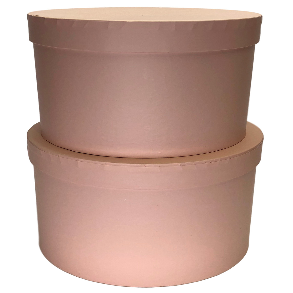 S/2 Cardboard Squat Cylinder Box - Lg: 22.5cmD x 13.5cmH, Sm: 20cmD x 11cmH / Lt Pink