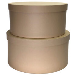 S/2 Cardboard Squat Cylinder Box - Lg: 22.5cmD x 13.5cmH, Sm: 20cmD x 11cmH / Nude