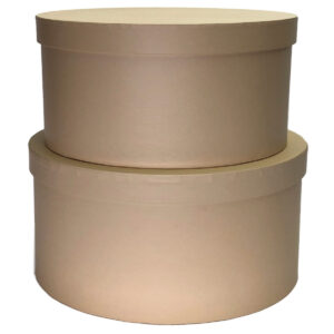 S/2 Cardboard Squat Cylinder Box - Lg: 22.5cmD x 13.5cmH, Sm: 20cmD x 11cmH / Nude