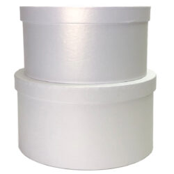 S/2 Cardboard Squat Cylinder Box - Lg: 22.5cmD x 13.5cmH, Sm: 20cmD x 11cmH / White