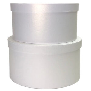 S/2 Cardboard Squat Cylinder Box - Lg: 22.5cmD x 13.5cmH, Sm: 20cmD x 11cmH / White