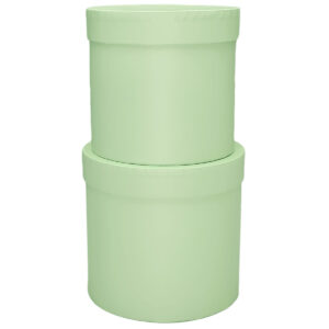 Cardboard Cylinder Box - Lg: 16cmD x 14cmH, Sm: 14cmD x 13.5cmH / Soft Green -1