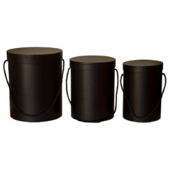 S/3 Cardboard Cylinder Box - Lg: 22.8cmD x 27cmH / Black