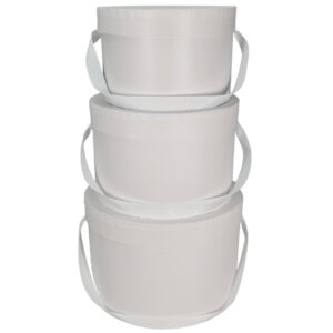 S/3 Cardboard Cylinder Box - Lg: 22.5cmD x 15cmH, Med: 20cmD x 13cmH, Sm: 18cmD x 11cmH / White