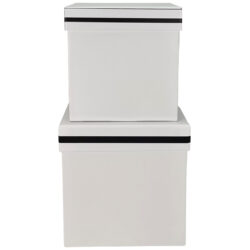 S/2 Cardboard Square Box - Lg: 15cm x 15cm x 15cmH, Sm: 13cm x 13cm x 13cmH / White