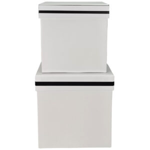 S/2 Cardboard Square Box - Lg: 15cm x 15cm x 15cmH, Sm: 13cm x 13cm x 13cmH / White