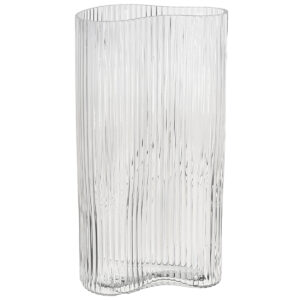 005-403 Ribbed Crescent Cylinder Glass Vase - 29cmH -1
