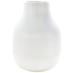 Thea Ribbed Ceramic Vase - 22cm High / Matte White -1