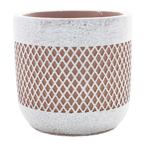 Med Lattice Cement Vase - 11.5cmD x 11.5cmH / White Wash -1