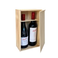 Wooden Hamper / 2 x Wine Box with wooden Lid - 34cmL x 20cmW x 10.5cmH / Natural -1