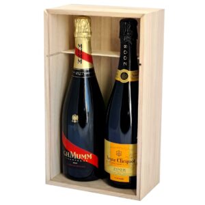 Wooden Hamper / 2 x Wine Box with wooden Lid - 34cmL x 20cmW x 10.5cmH / Natural -1