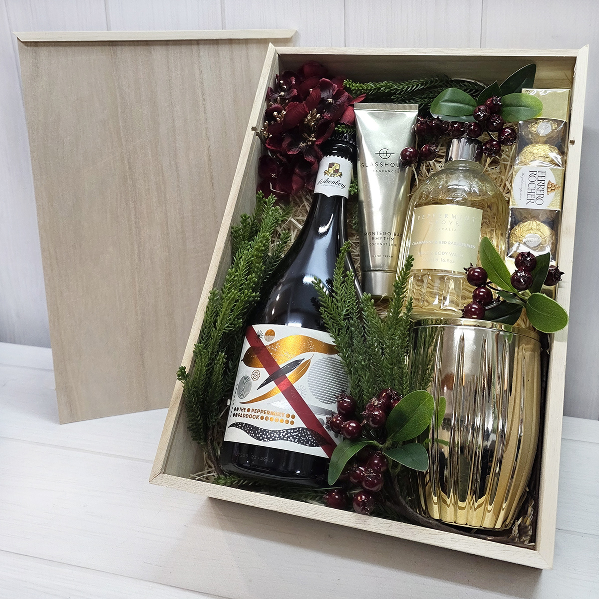 Lg Wood Hamper with Wood Lid - 37cmL x 26cmW x 11cmH - Image 2