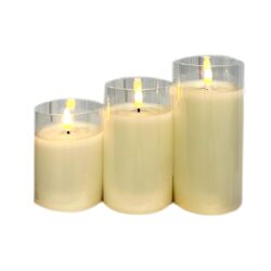 LED wax candle vases, set of 3 with remote control / Clear -5