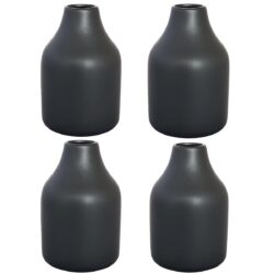 Florence Vessel Ceramic Vase (Set/4) - Top 4cmD, Base 9cmD x 16cmH / Black