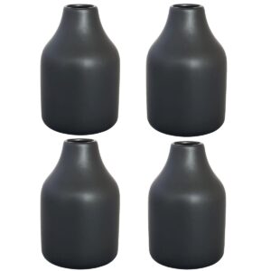 Florence Vessel Ceramic Vase (Set/4) - Top 4cmD, Base 9cmD x 16cmH / Black