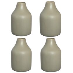 Florence Vessel Ceramic Vase (Set/4) - Top 4cmD Base 9cmD x 16cmH / Taupe