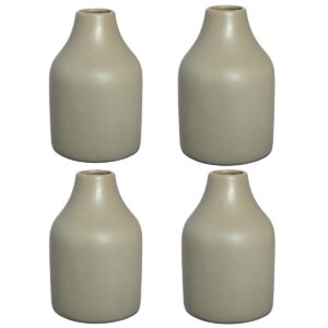 Florence Vessel Ceramic Vase (Set/4) - Top 4cmD Base 9cmD x 16cmH / Taupe
