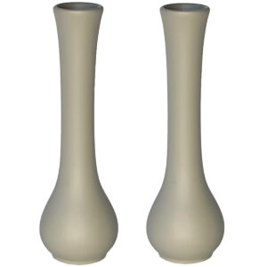 Florence Ceramic Bud Vase (Set/2) - Top 4cmD x Base 4.5cmD x 21cmH / Taupe -1