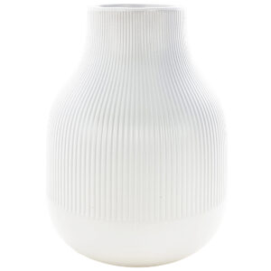 Thea Ribbed Ceramic Vase - Top 8cmD x Mid 14cmD x 22cmH -1