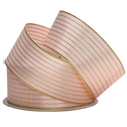 Satine Grosgrain with Metallic Thread - 38mm x 25mtrs / Sage w/Metallic Gold Thread -1